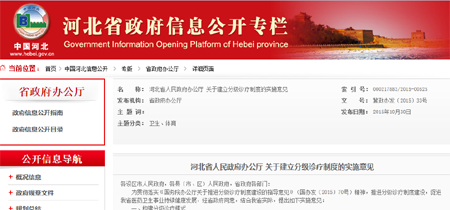 河北省人民政府办公厅 关于建立分级诊疗制度的实施意见 
